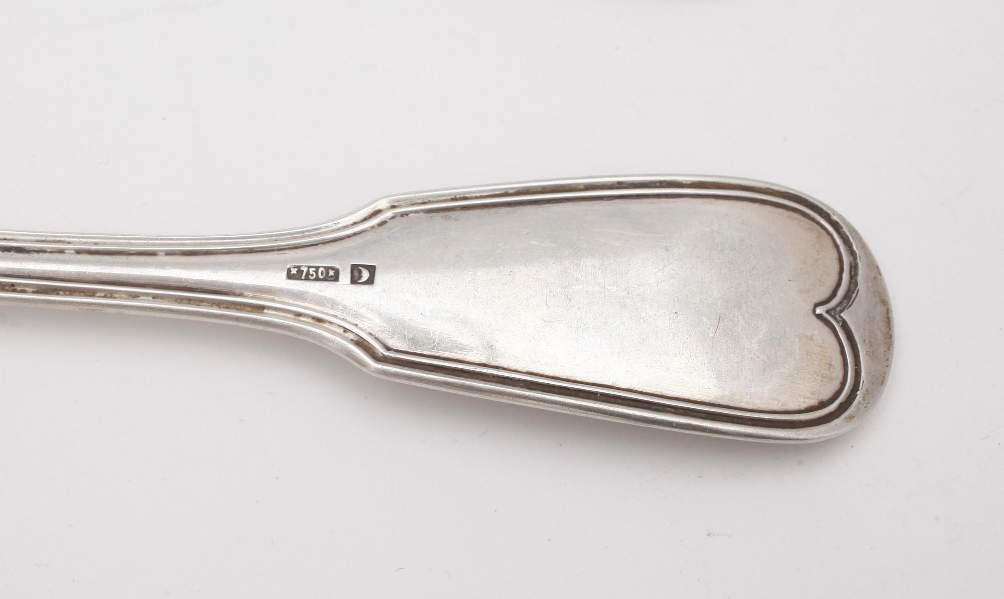 BESTICKSERVIS, 51 delar, silver, de flesta stämplade TH Rudolph resp H Walter, Tyskland. Tot ca 3270 gram.