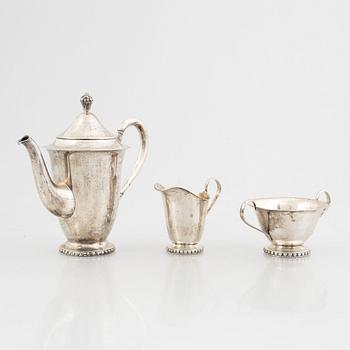 Kaffeservis, 3 delar, silver, MGAB, Uppsala 1934-1936.