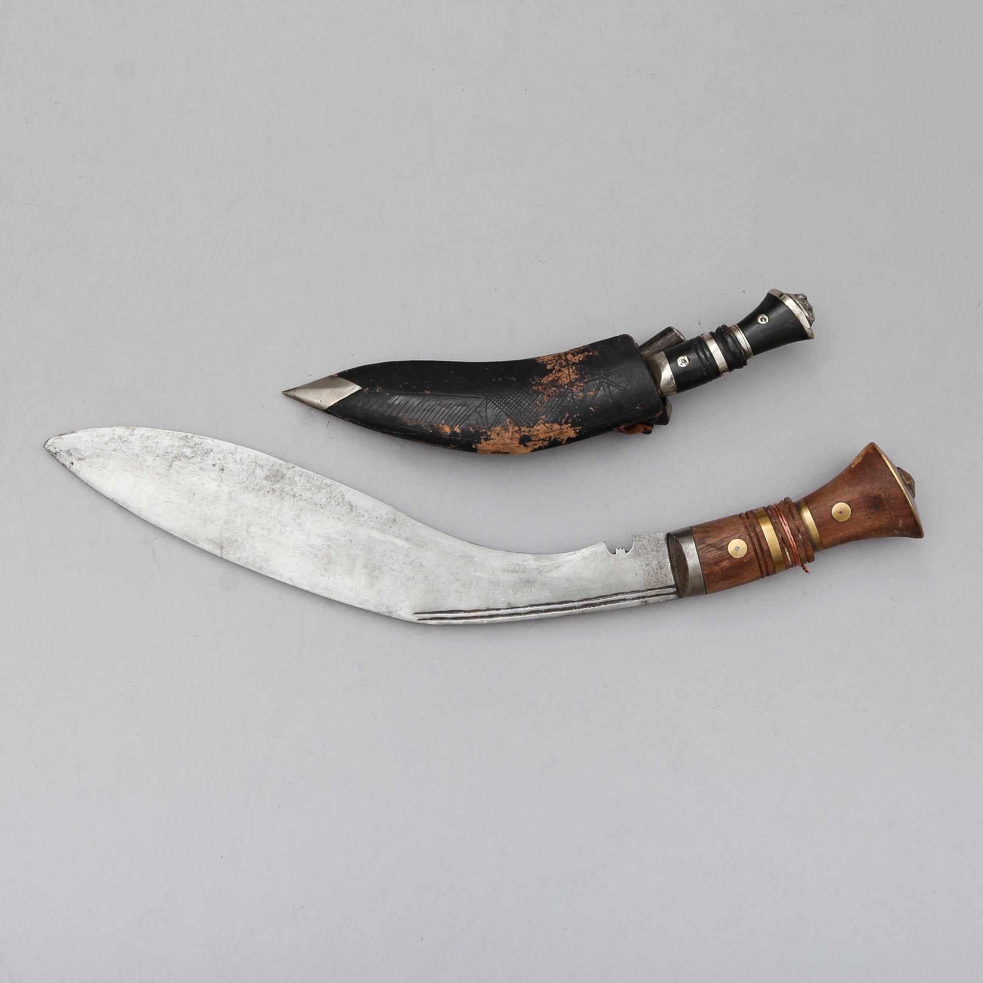 KUKRI, 2 st, Nepal/Indien, 1900-tal.