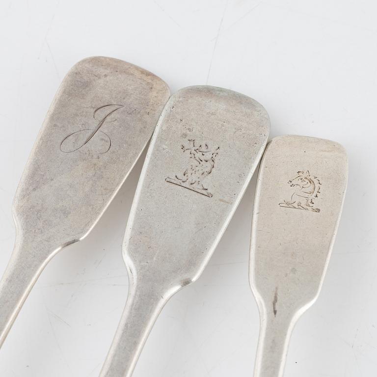 Cutlery service parts, 50 pcs, silver, London, England, 19th century.