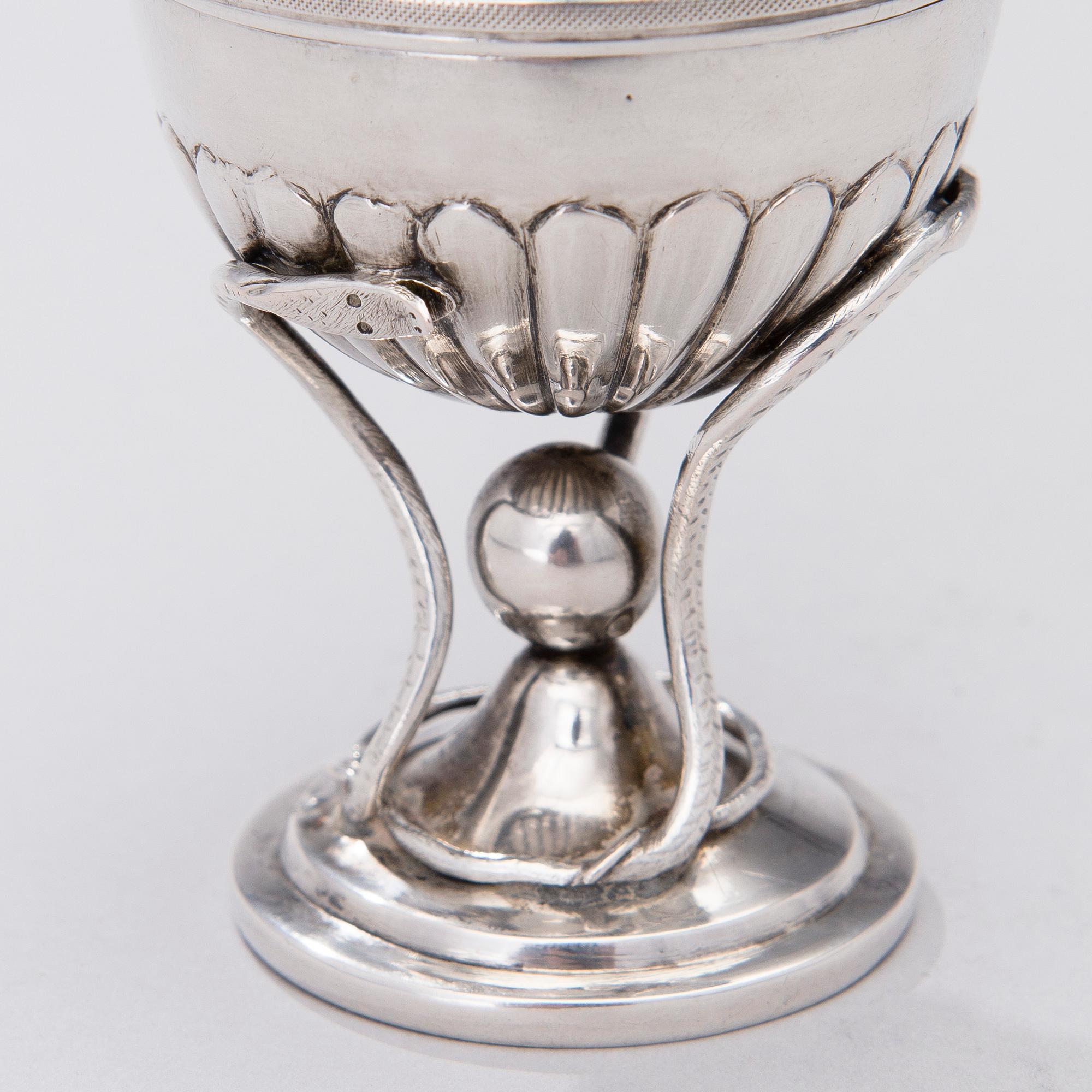 A 19th century silver salt caster, presumably from Bamberg, Germany. Weight 76 g.