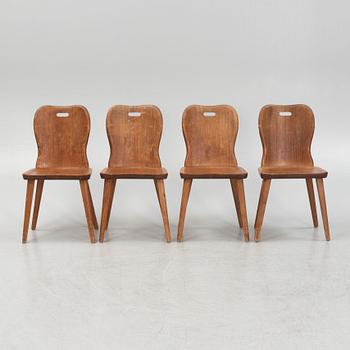 A set of four chairs, 1940's.