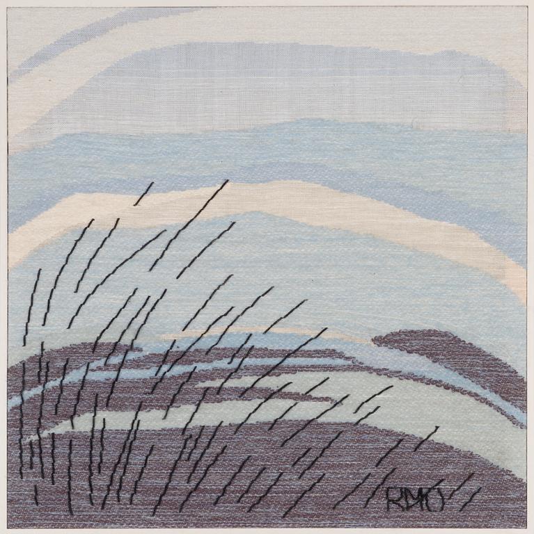 Riitta-Maija Oksanen, a tapestry signed RMO for Helmi Vuorelma Ltd, numbered 102/200.