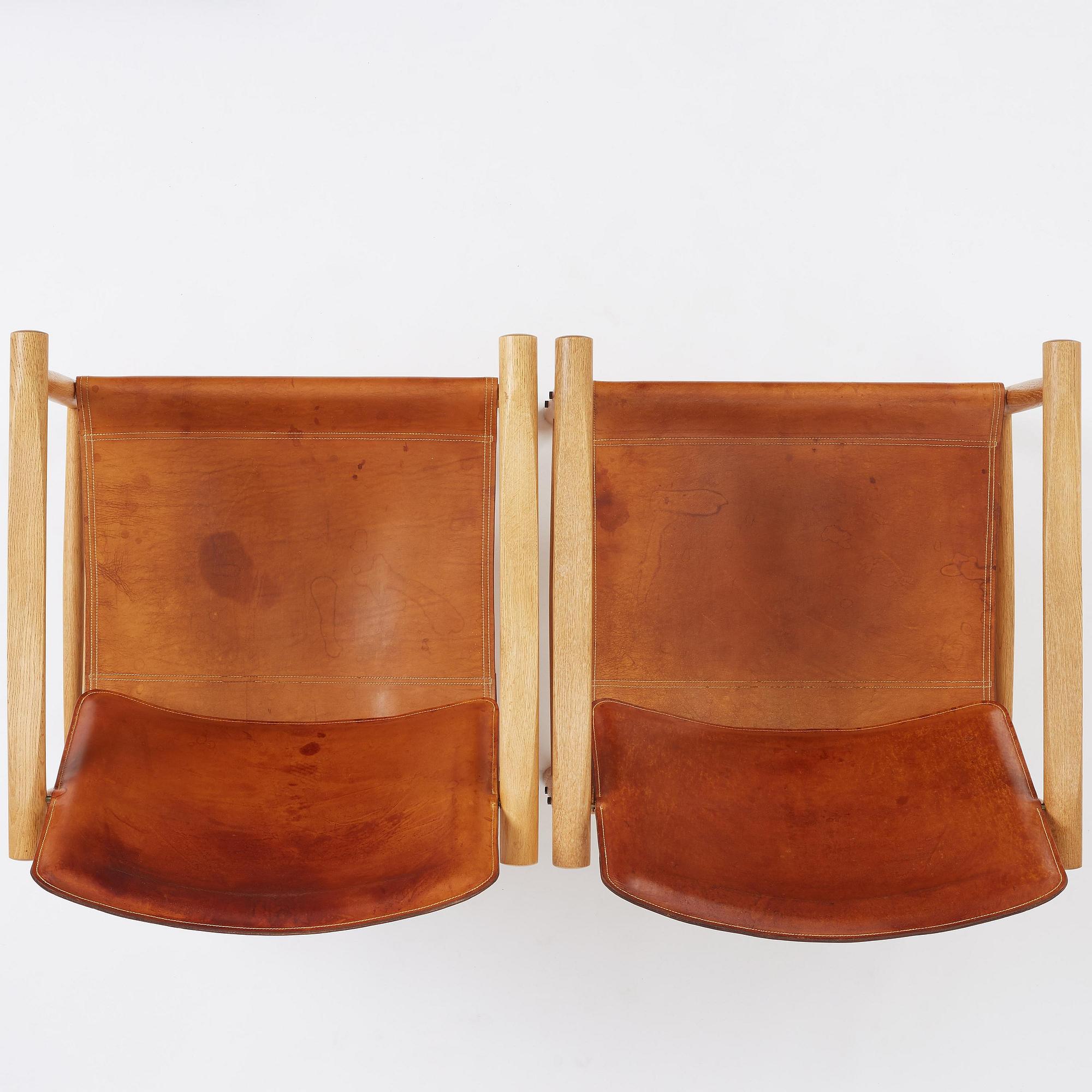 Kai Lyngfeldt-Larsen, a pair of safari chairs model "506", Søborg Møbelfabrik, Denmark, 1960s.