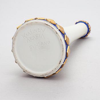 Taisto Kaasinen, a ceramic vase with Masonic symbols, signed Kaasinen Arabia Finland.