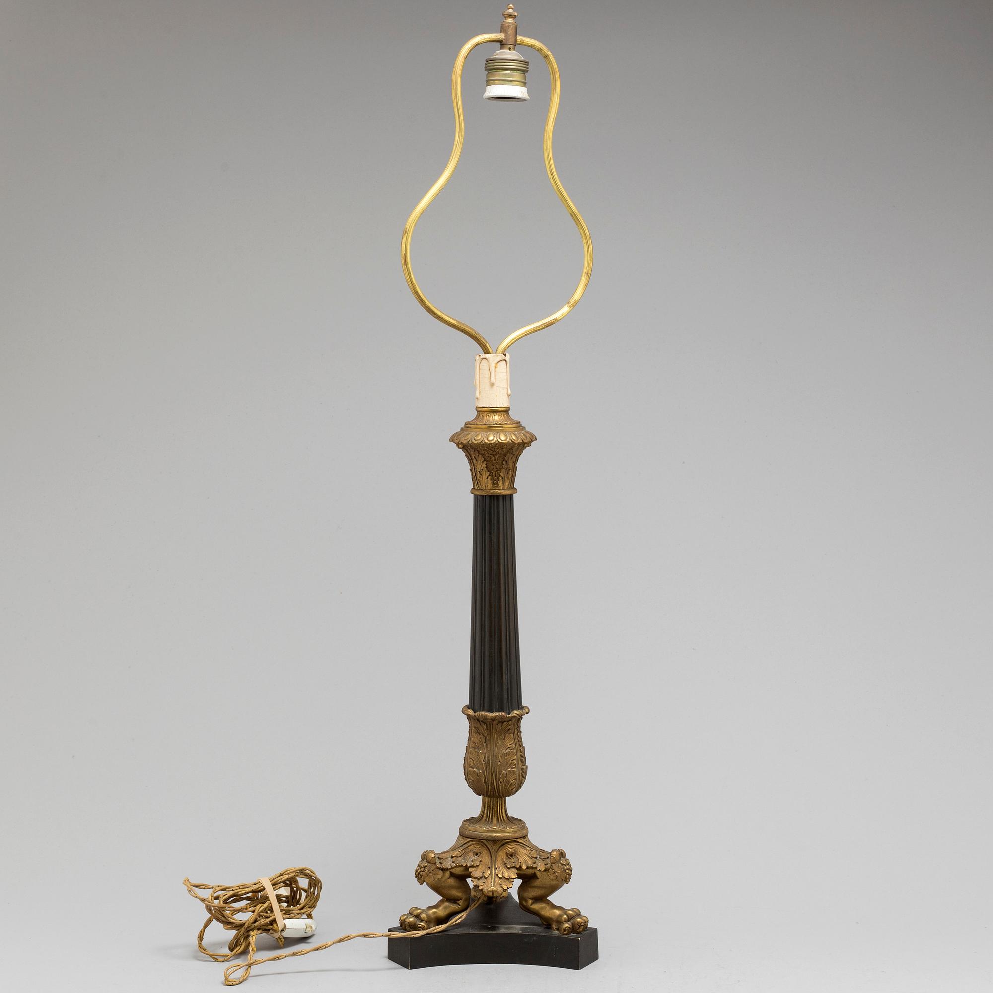 A LATE EMPIRE BRONZE TABLE LAMP, mid 19th century.
