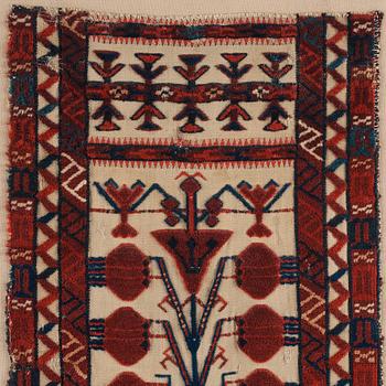 TÄLTBAND, FRAGMENT, antikt Turkmenskt, Tsarryssland, ca 102,5 x 39 cm. Monterat (med montering 107x42 cm).