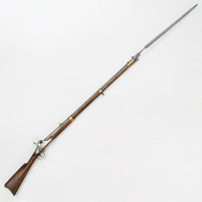 A Swedish percussion rifle 1845-54 pattern with bayonet.