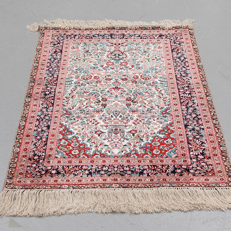 A RUG, silk China 122 x 76 cm.