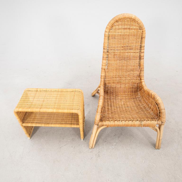 A bamboo and rattan armchair "Fogdö" from IKEA  and side table 21st century.