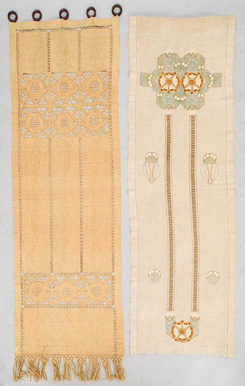 Two pairs of early 20th century curtains, Jämtland, Sweden.