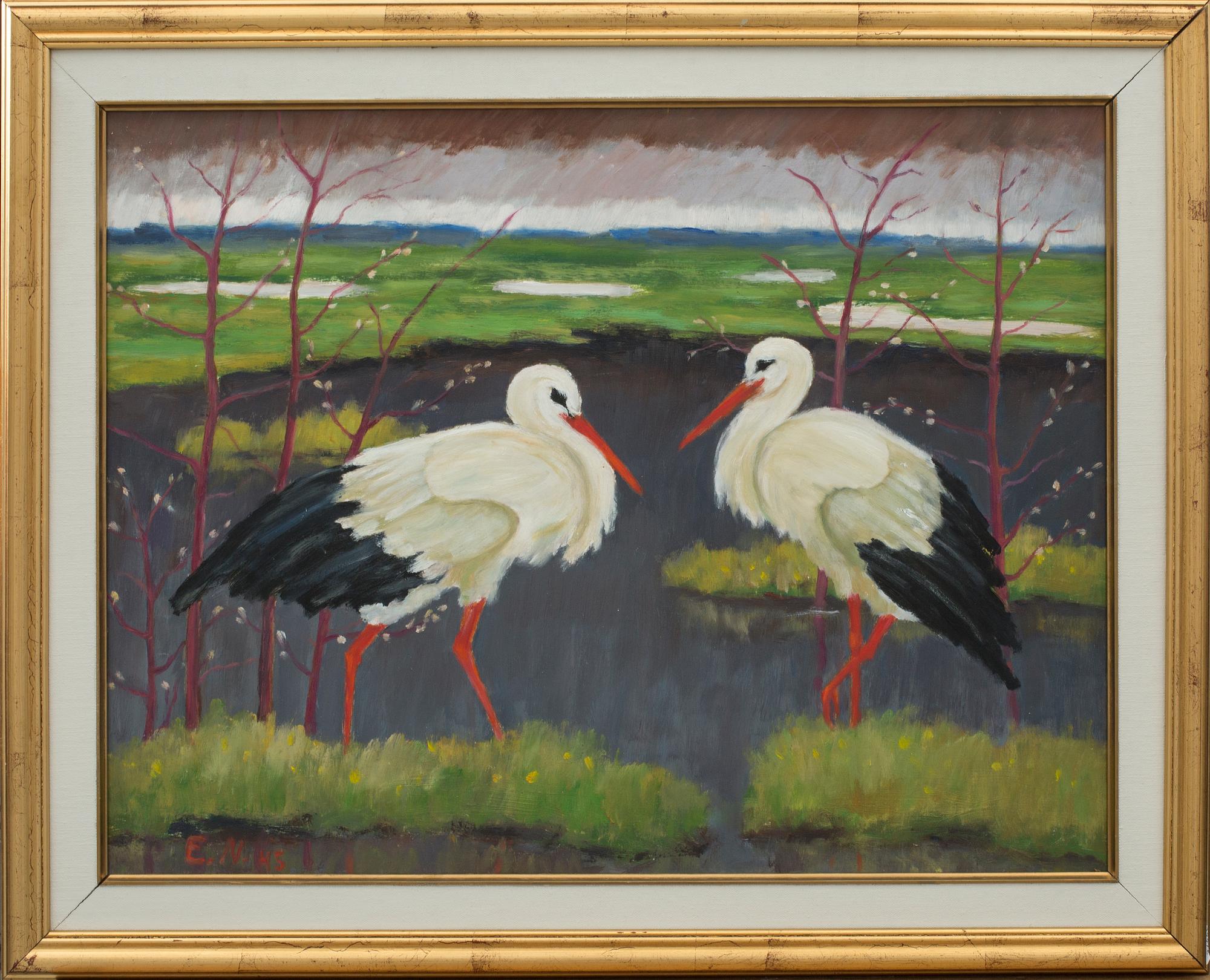 ERNST NORLIND, olja på pannå, monogramsignerad och daterad 45.