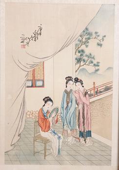 SIDENMÅLNINGAR, 2 st. ca. 1920, Kina.