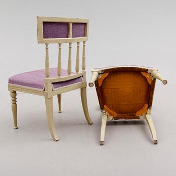 STOLAR, 1 par, sengustavianska, omkring år 1800, signerade ES, Ephraim Ståhl, (mästare i Stockholm 1794-1820).