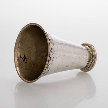 An 18th-century parcel-gilt silver cup, maker's mark of Nils Trybom, Linköping, Sweden 1760.