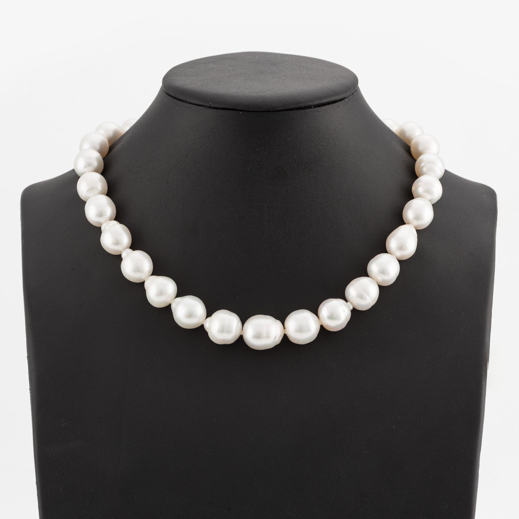 A cultured South Sea pearl necklace.