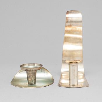 ELON ARENHILL, two silver candlesticks, Malmö 1991 & 2003.