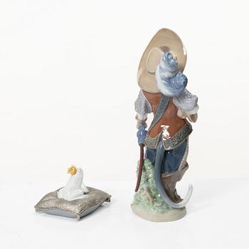 Lladró, figuriner, 4 st, "Prince of the elves", "Enchanted prince", "Puss in boots", "Hans och Greta", Spanien.