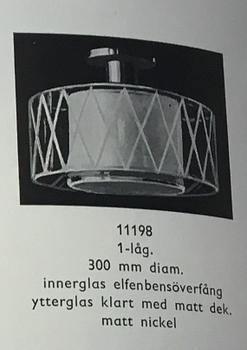 Harald Notini, a ceiling lamp, modell "11198", Arvid Böhlmarks Lampfabrik, Sweden, 1940's.