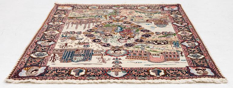 Matta, Täbriz, sk, Fyra årstider, ca 196 x 151 cm.