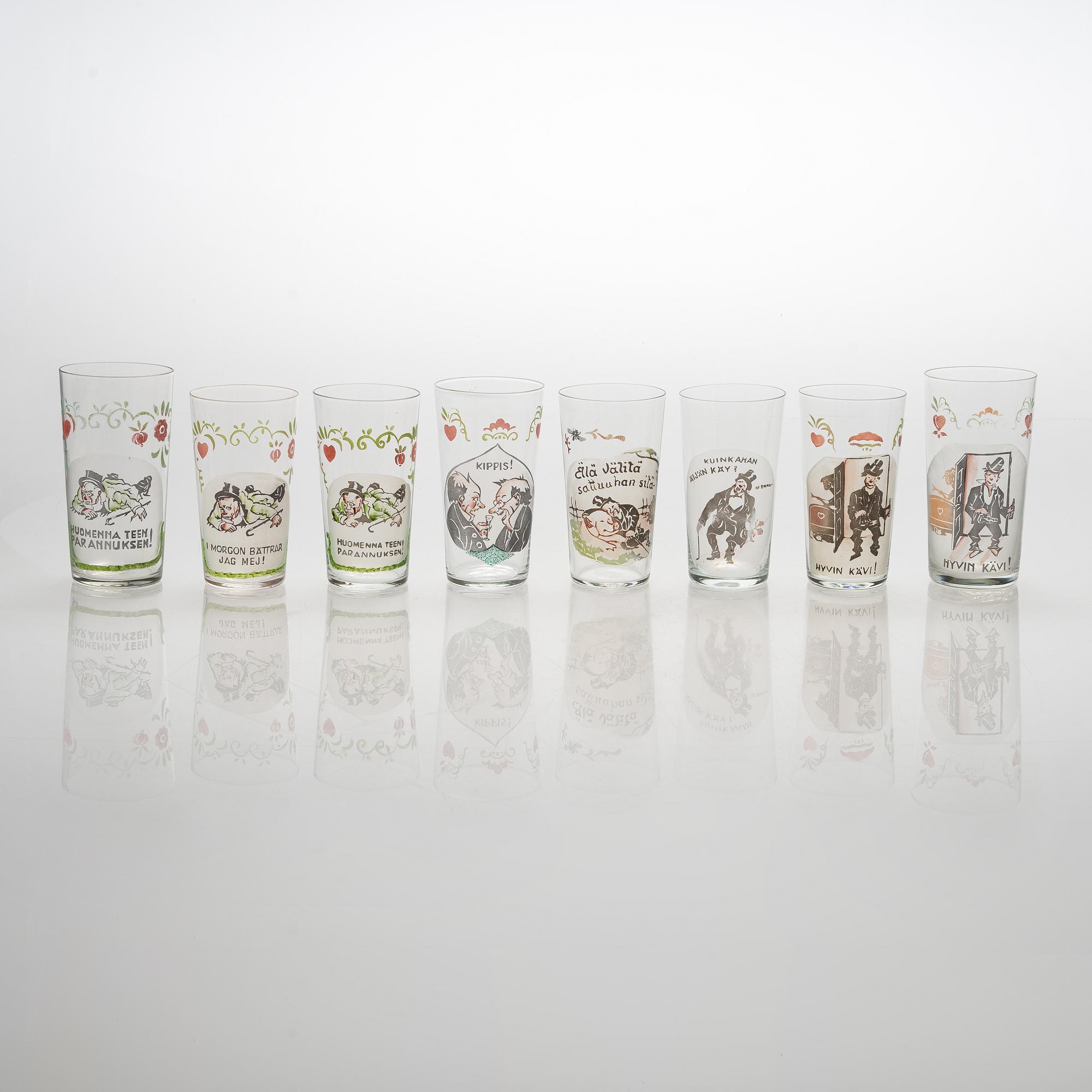 Dricksglas, 8 st, 1930-tal.