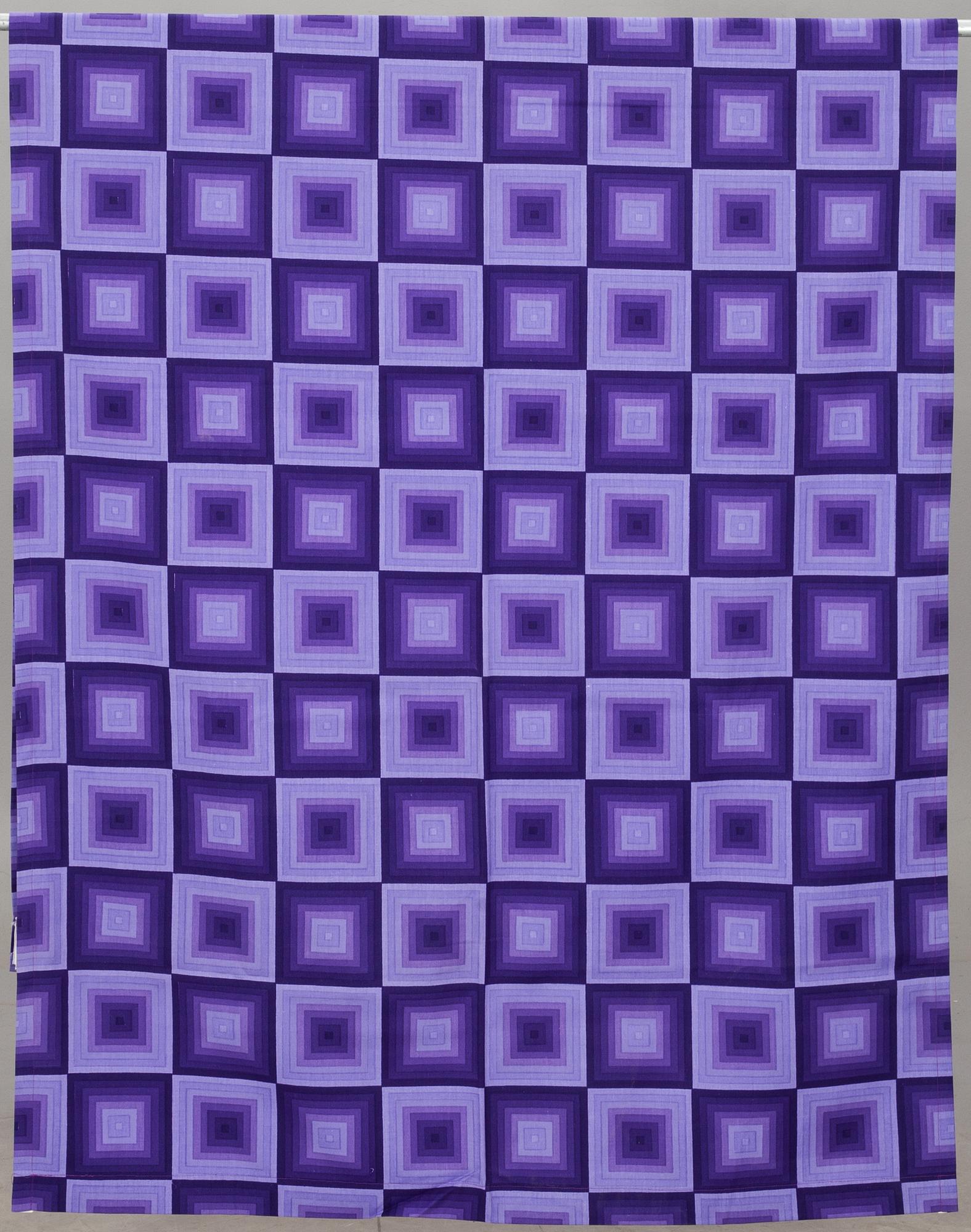 GARDINLÄNGDER, 2 st och PROVBITAR, 8 st, bommulskretong, Verner Panton för Mira-X.