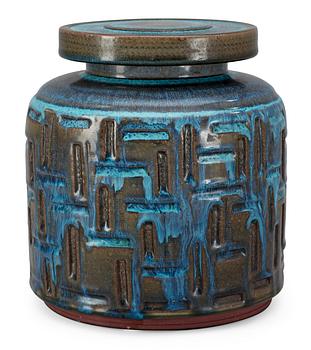 682. WILHELM KÅGE, urna med lock, Farstagods, Gustavsbergs Studio 1957.
