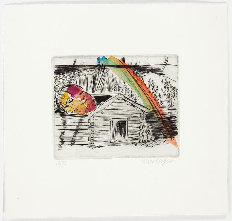 HANS WIGERT, Watercolour on drypoint etching signed Hans Wigert and numbered 18/50.