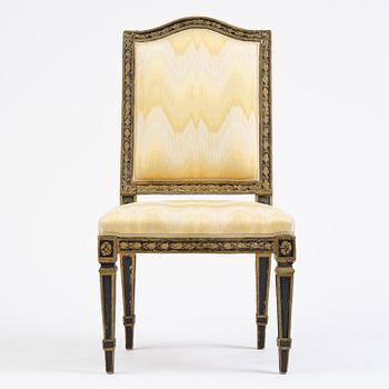 A French Louis XVI chair, late 18th century.