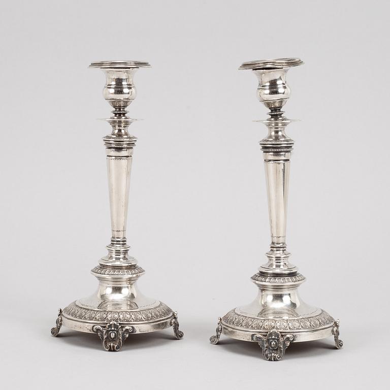 A pair of swedish silver candlesticks, mark of Guldsmedsaktiebolaget GAB, Stockholm 1882.
