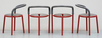 TRÄDGÅRDSMÖBEL, 5 delar, metall och gummi, "Cafe", Pelikan för Fritz Hansen, 1987.