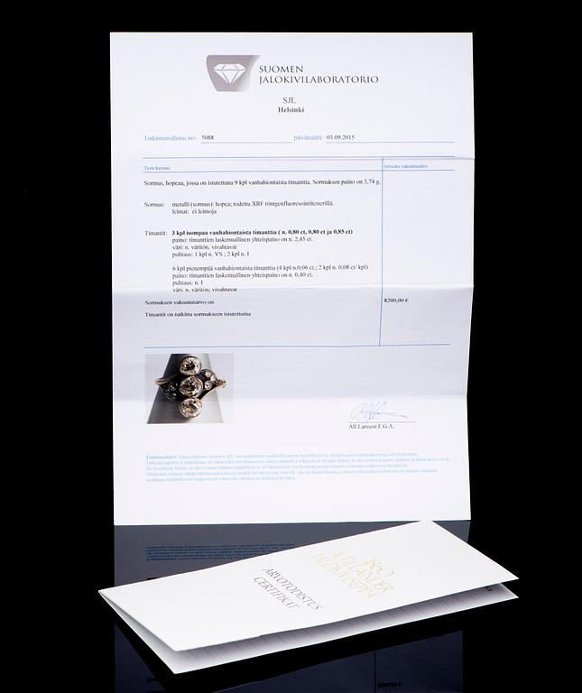 SORMUS, vanhahiotut timantit, hopeaa.