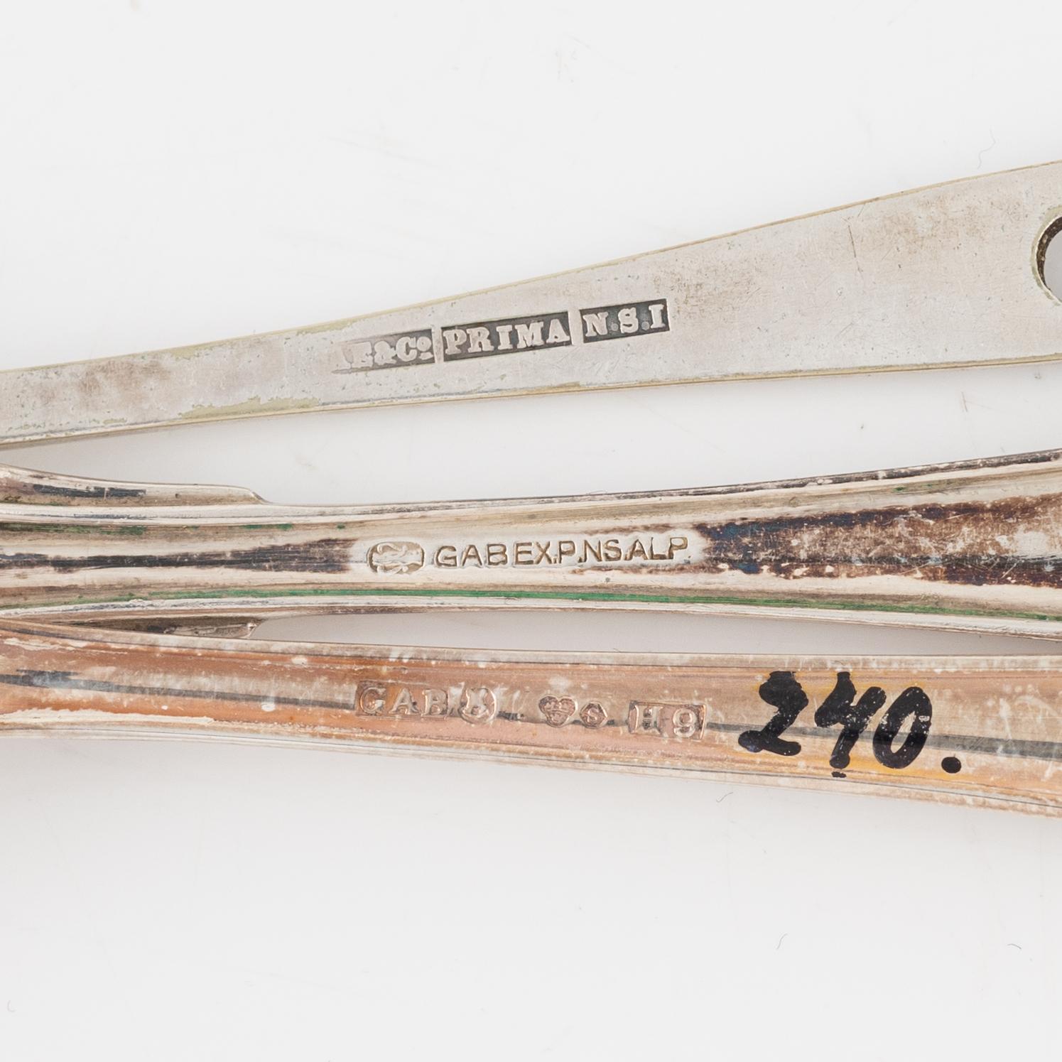 20 pieces of silver sandwish cutlery, model Swedish, GAb, Stockholm, 1956-58.