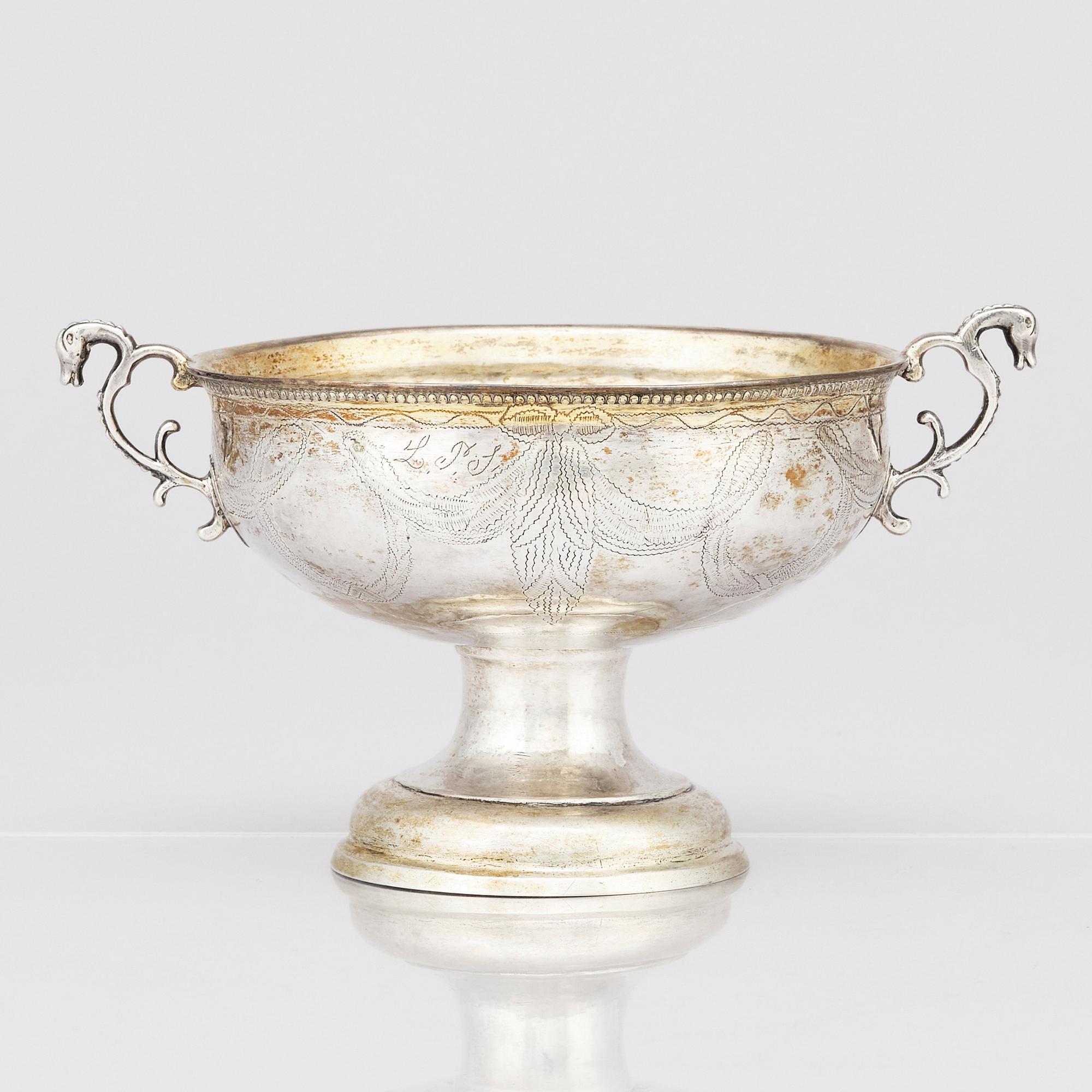 Christopher Bauman, brännvinsskål, silver, Hudiksvall 1797.