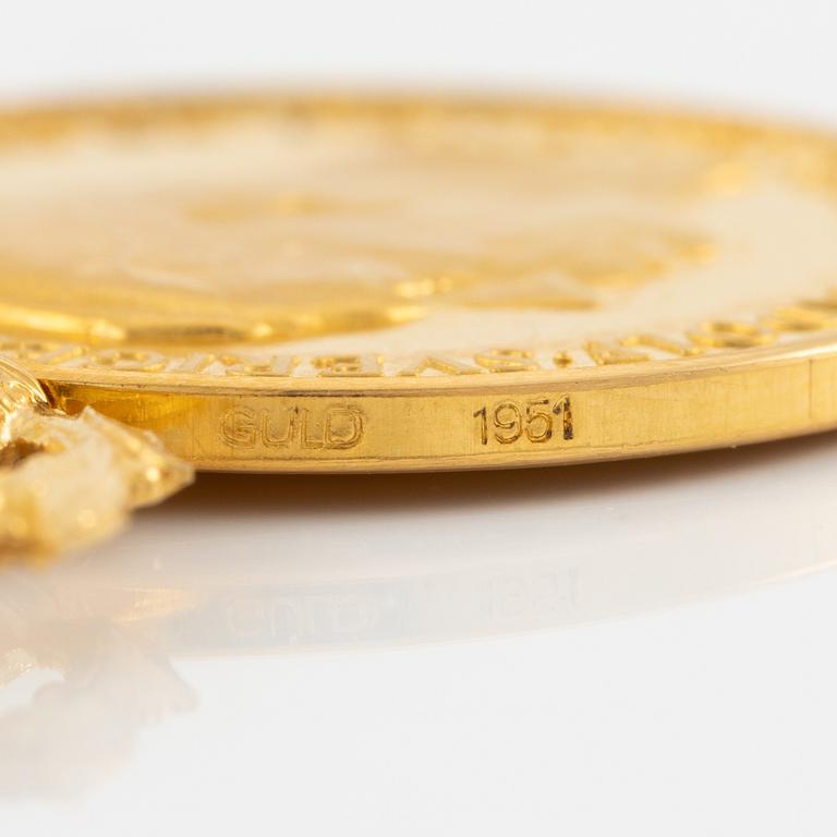 Medal, gold 18k, "For valour and integrity", with ribbon in case.