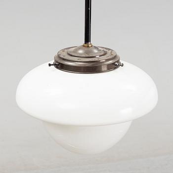 A pair of glass and patinated brass ceiling lights, Asea, 1930's.