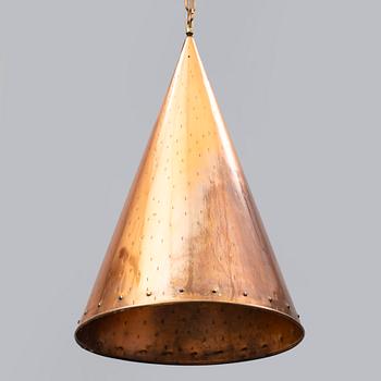 A 1970s copper ceiling light, Denmark.