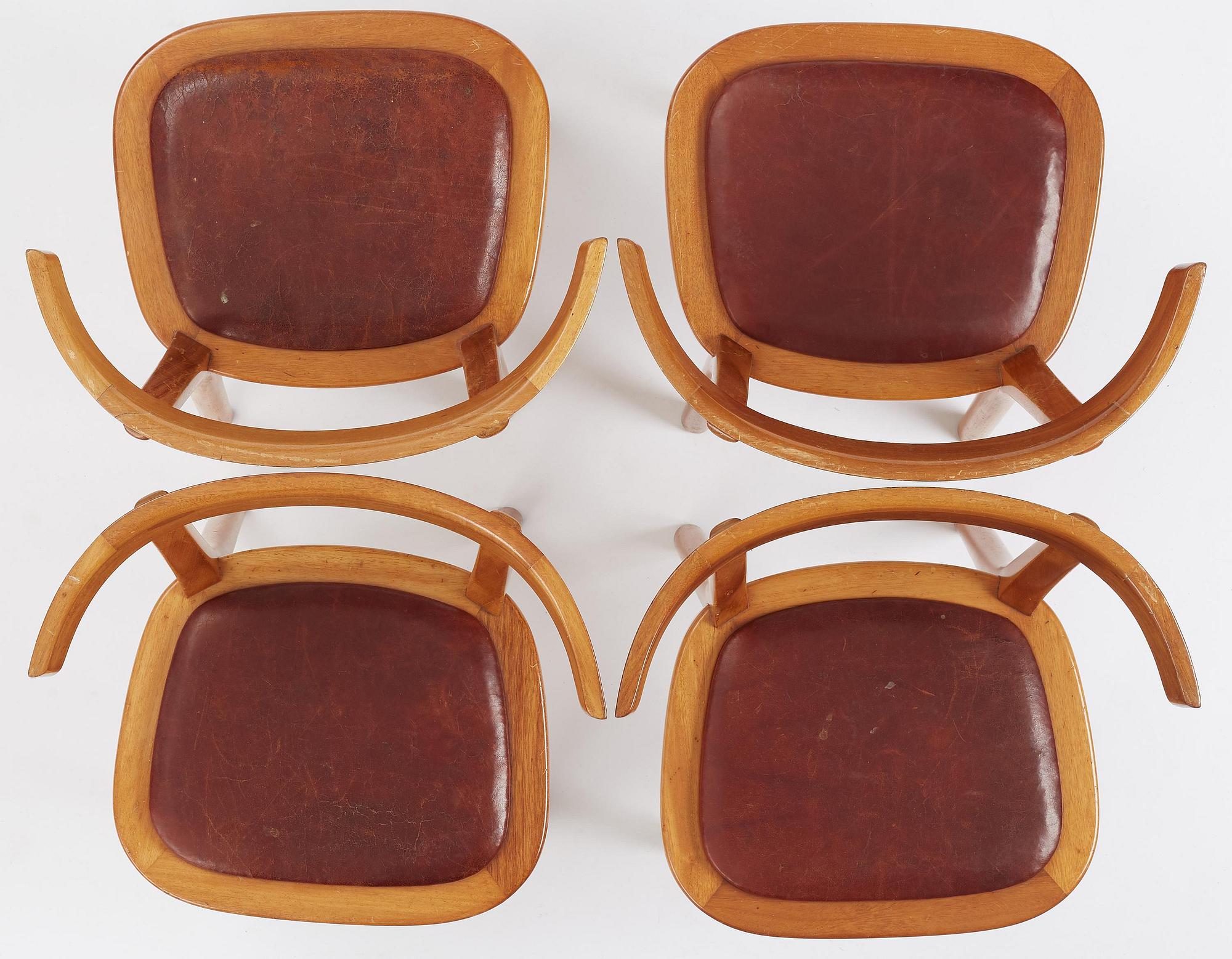 Gunnar Asplund, a set of eight mahogany chairs, Svenska Möbelfabrikerna, Bodafors, ca 1934-35, for the Bredenberg Department Store.
