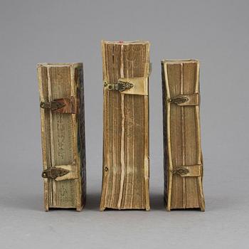 BRUDPSALMBÖCKER, 3 stycken, allmoge, 1800-talets första hälft.