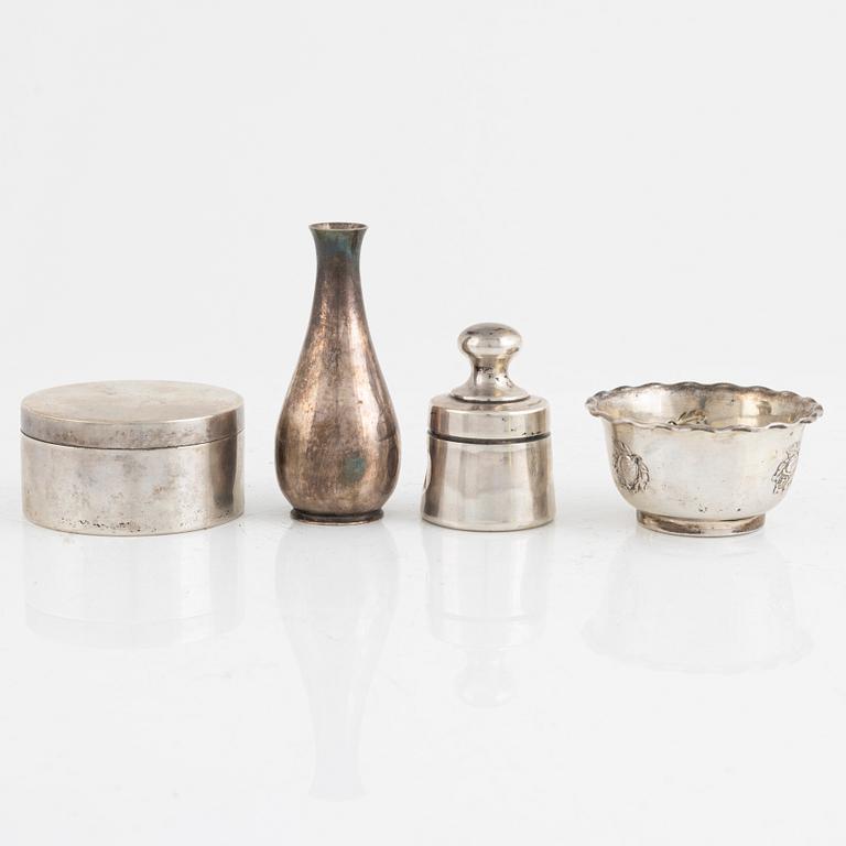 Six pieces of silver, Sweden, 1939-1974.