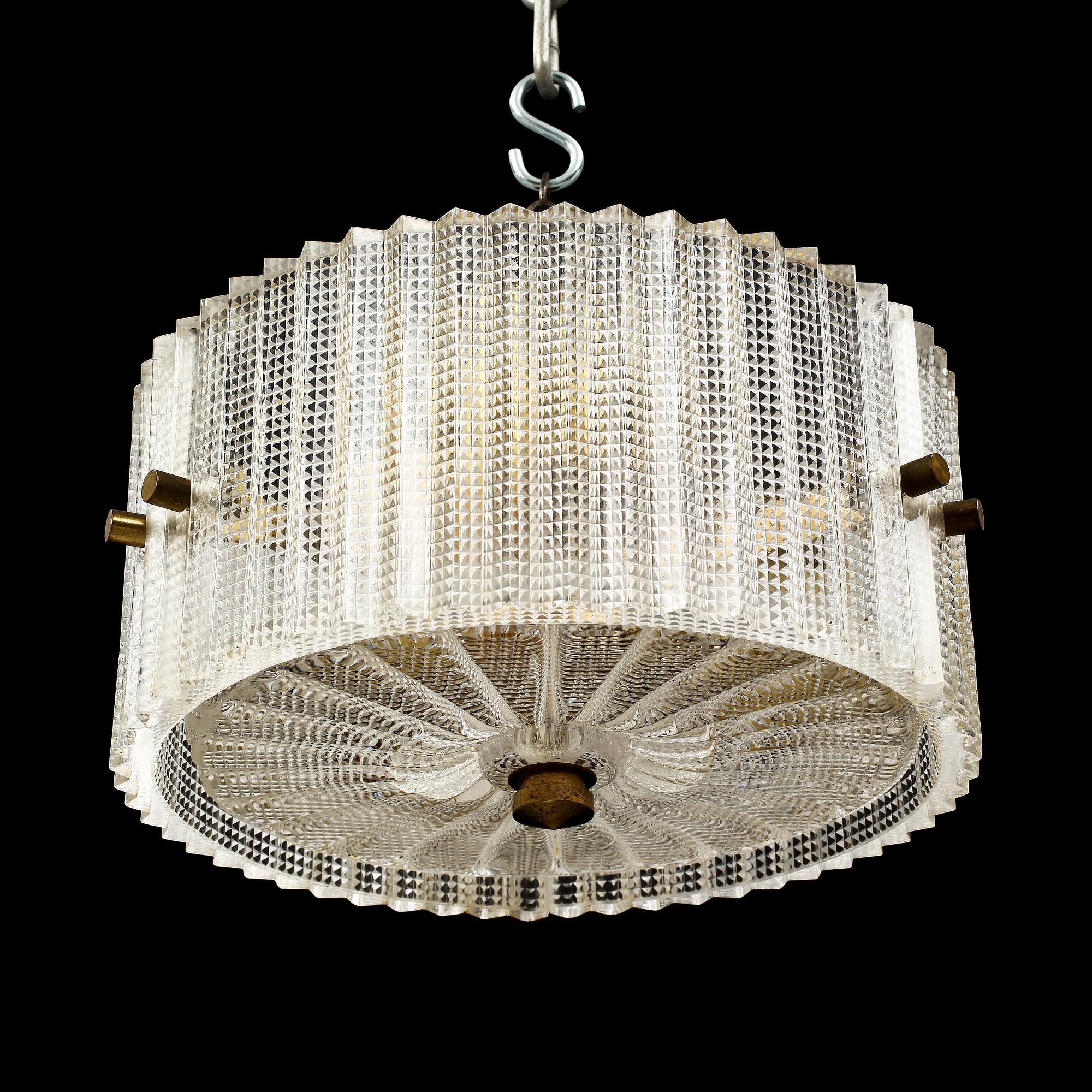 TAKLAMPA, Carl Fagerlund, Orrefors, 1900-talets mitt. H ca 21.