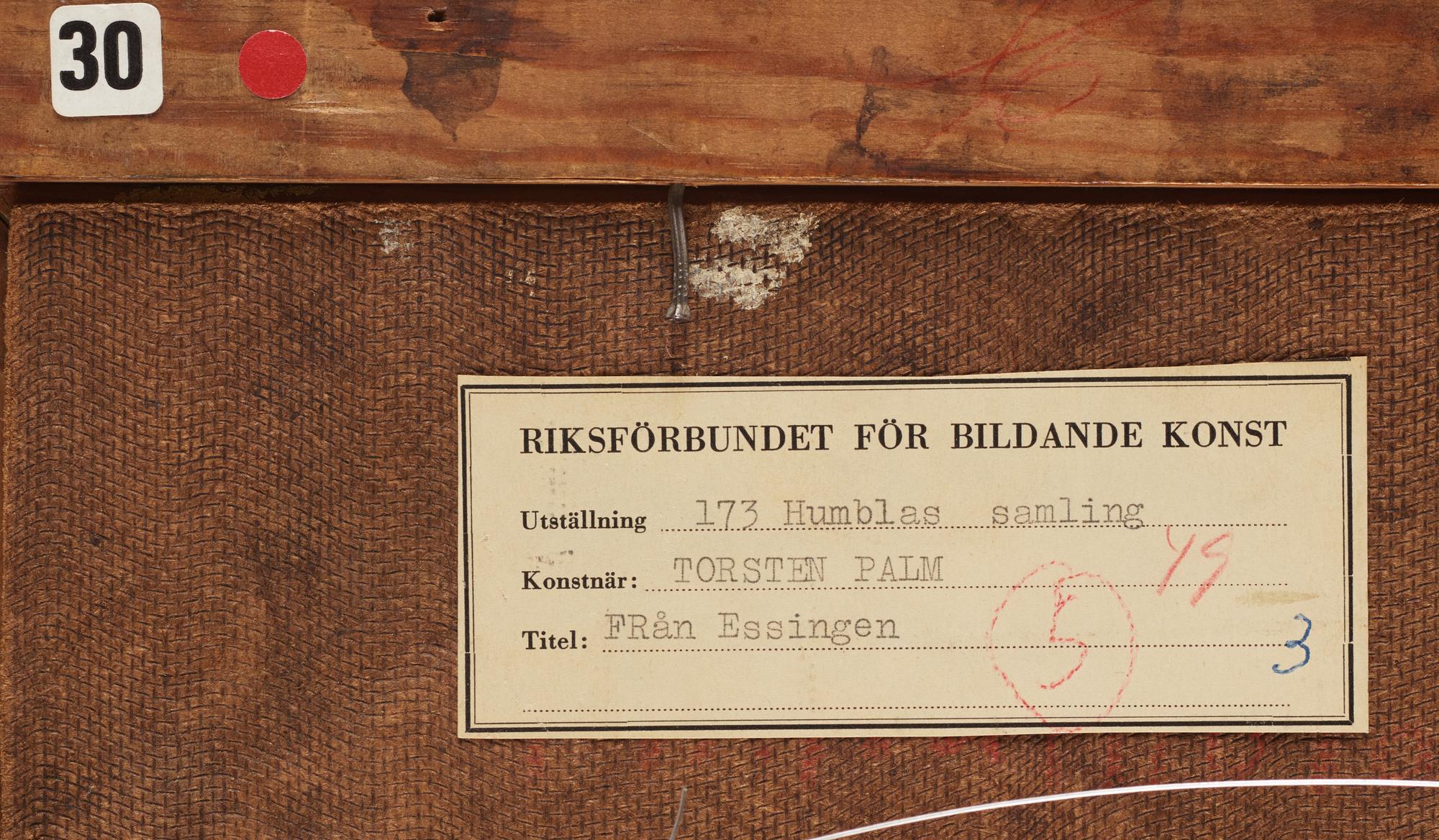 TORSTEN PALM, oil on panel, signed T.P.