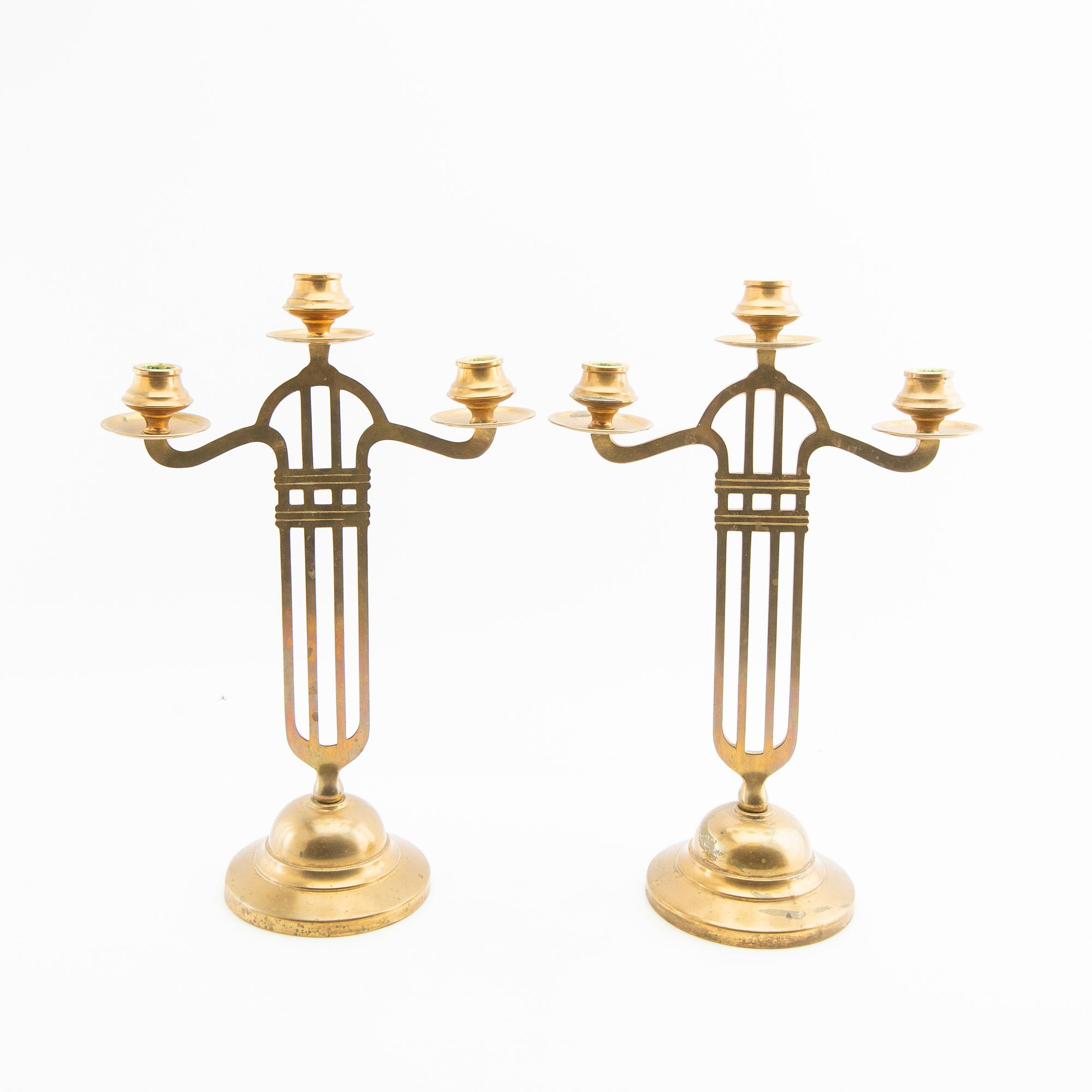 Kandelabrar, ett par, jugend, tidigt 1900-tal.