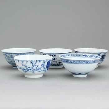 KOPPAR, 5 st, porslin, 1800/1900-tal.