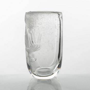 Mats Jonasson, vas, "På heder och samvete", Målerås Glasbruk, 4/10, 1989.