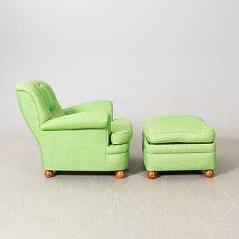 Josef Frank, armchair with footstool, model 336 late 20th century.
