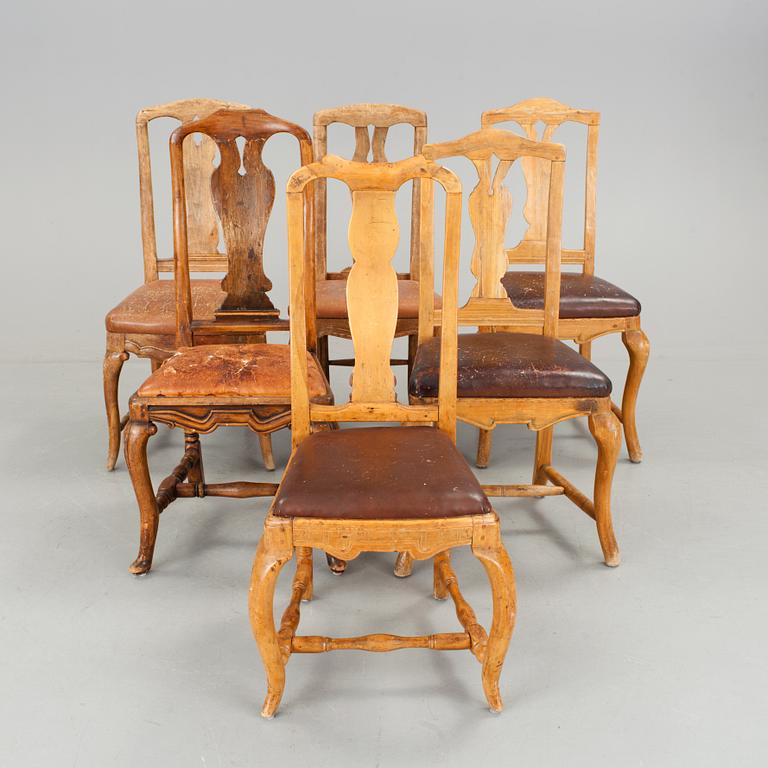 STOLAR, 6 stycken snarlika, senbarock/rokoko, 1700-tal.