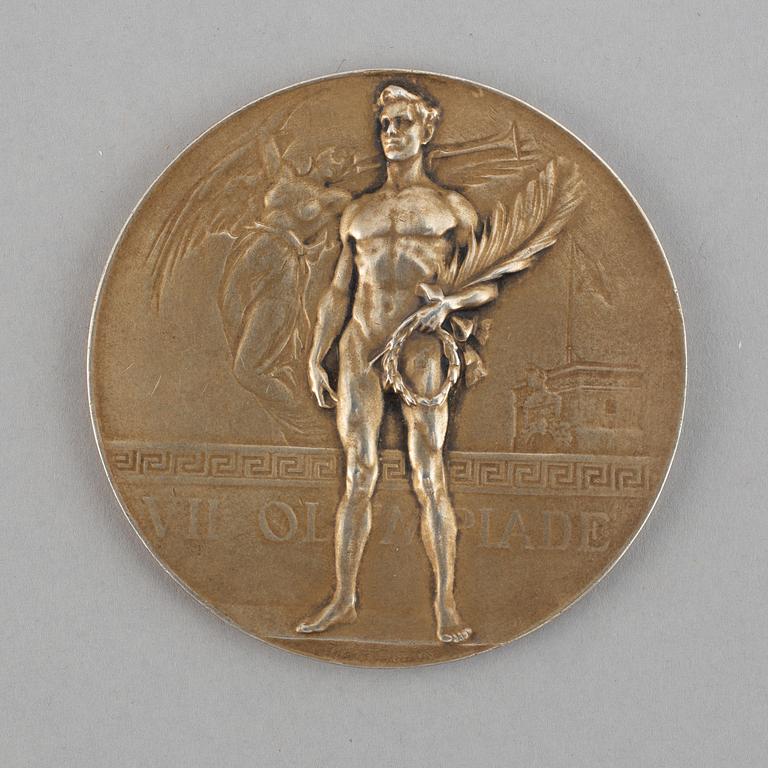 Olympic Winner Medal, Antwerp 1920, gilt silver, Coosemans Bruxelles.