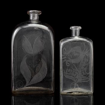 Two 19th century glass bottles.