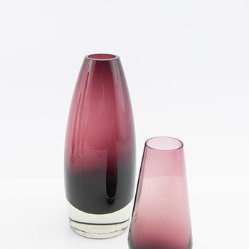 Tamara Aladin, vases, 5 pcs, glass, Riihimäen Lasi, Finland, 1960s/70s.